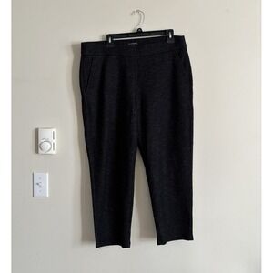 Eileen Fisher Womens Large Pull On Pants Charcoal Gray Cropped Neutral Chic